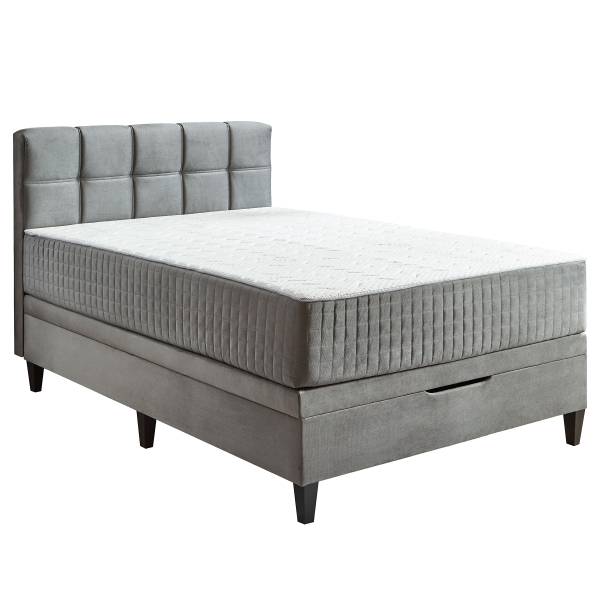 Boxspringbett Villie Samt Ferina: Grau