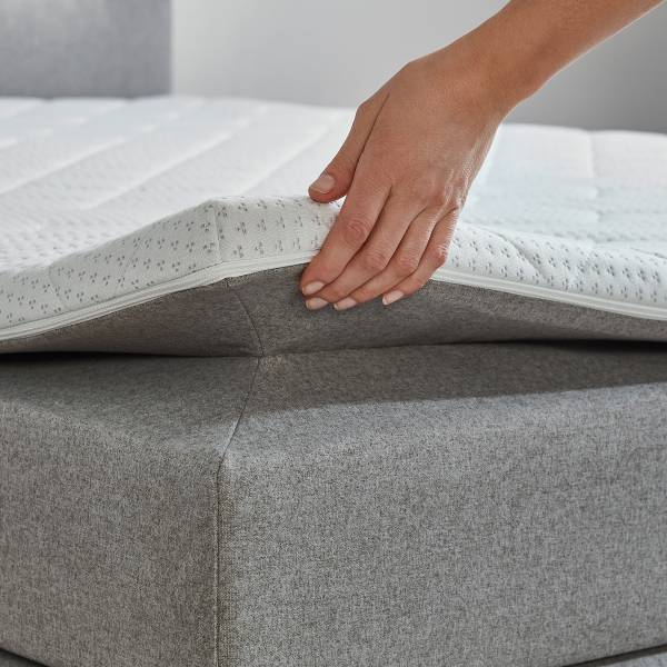 Boxspringbett Nalour mit LED-Beleuchtung Grau - Strukturstoff - 140 x 110 x 200 cm