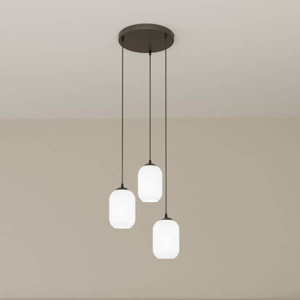 Pendelleuchte Verdi Premium Stahl / Glas - Weiß - Flammenanzahl: 3