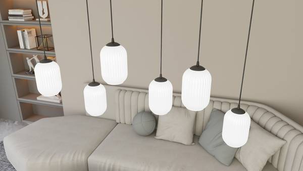 Pendelleuchte Verdi Premium Stahl / Glas - Weiß - Flammenanzahl: 3