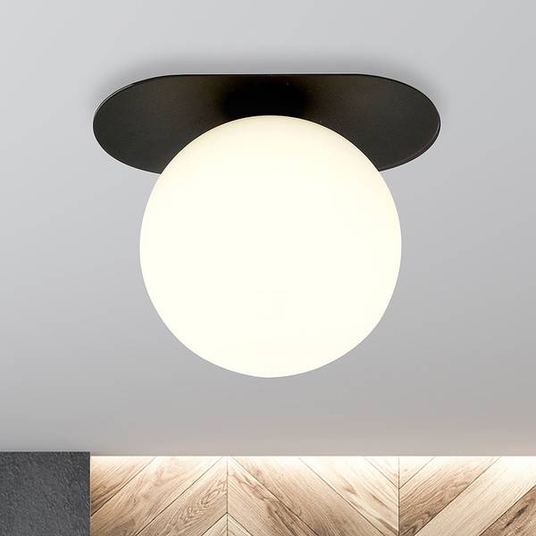 Plafonnier Plaza Acier / Verre - Blanc - Nb d'ampoules : 1