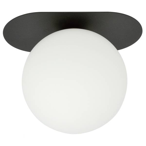 Plafonnier Plaza Acier / Verre - Blanc - Nb d'ampoules : 1