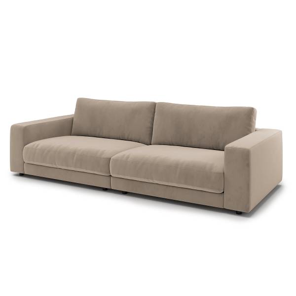 Big-Sofa PUURO Samt Velika: Beige - Kaltschaum - Taschenfederkern - Polyurethanschaum