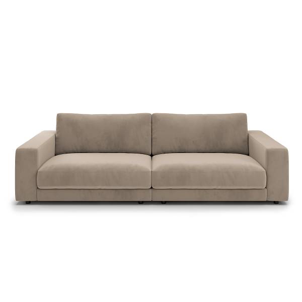 Big-Sofa PUURO Samt Velika: Beige - Kaltschaum - Taschenfederkern - Polyurethanschaum