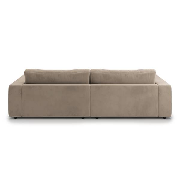 Big-Sofa PUURO Samt Velika: Beige - Kaltschaum - Taschenfederkern - Polyurethanschaum