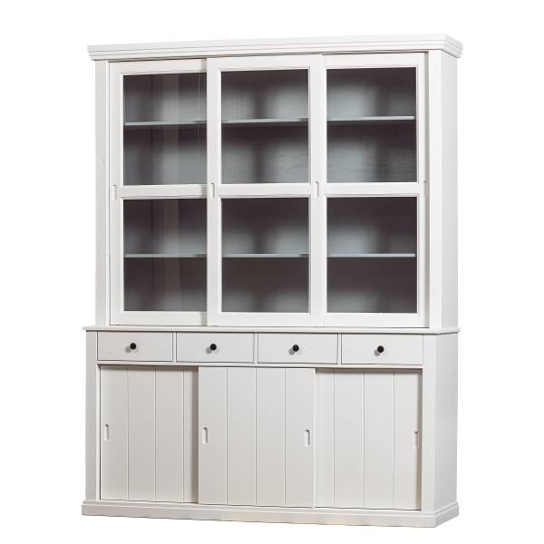 Massiver Vitrinenschrank Lagos Weiß