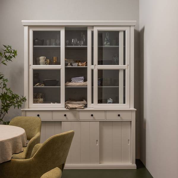 Massiver Vitrinenschrank Lagos Weiß