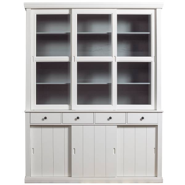 Massiver Vitrinenschrank Lagos Weiß