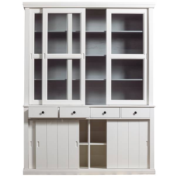 Massiver Vitrinenschrank Lagos Weiß