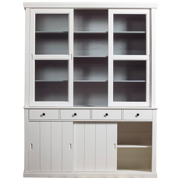 Massiver Vitrinenschrank Lagos Weiß