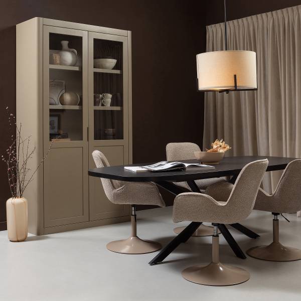 Massiver Vitrinenschrank Gunnar Schlamm