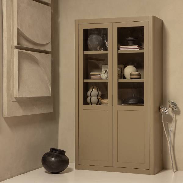 Massiver Vitrinenschrank Gunnar Schlamm
