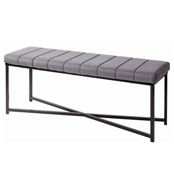 Banc de lit Ticata - 118 cm Tissu mélangé - Gris / Noir