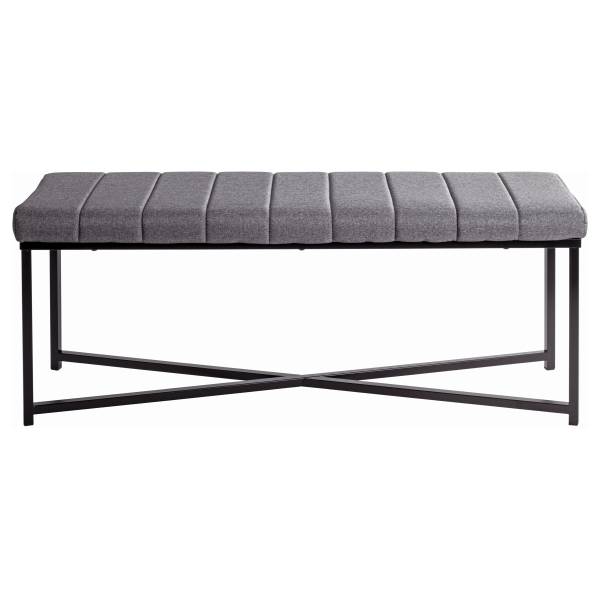 Banc de lit Ticata - 118 cm Tissu mélangé - Gris / Noir