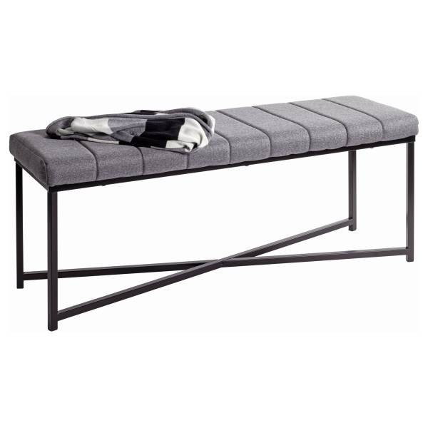Banc de lit Ticata - 118 cm Tissu mélangé - Gris / Noir