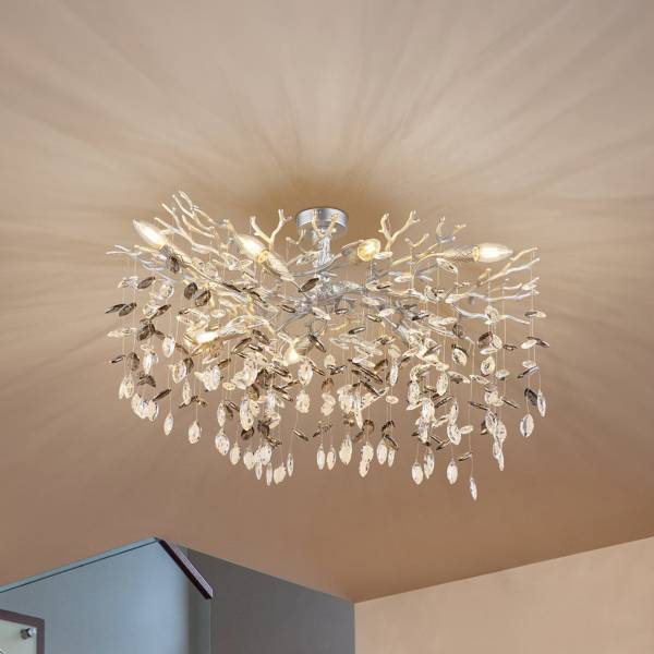 Deckenleuchte Queena Typ A Glas / Eisen - 7-flammig - Silber