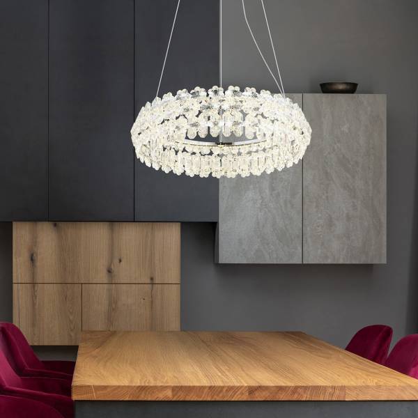 LED-Pendelleuchte Diann Kristallglas / Eisen - 1-flammig