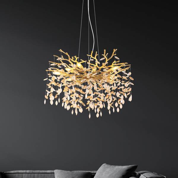 Pendelleuchte Queena Typ B Glas / Eisen - 10-flammig - Gold