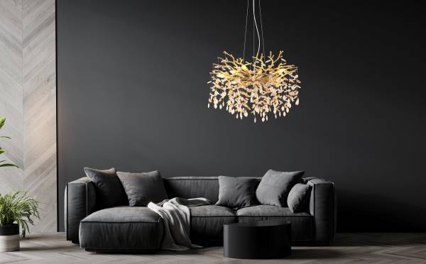 Pendelleuchte Queena Typ B Glas / Eisen - 10-flammig - Gold