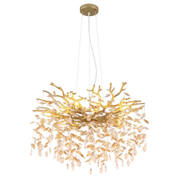 Pendelleuchte Queena Typ B Glas / Eisen - 10-flammig - Gold