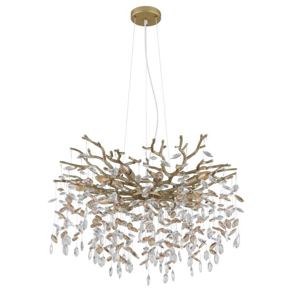 Pendelleuchte Queena Typ B Glas / Eisen - 10-flammig - Gold
