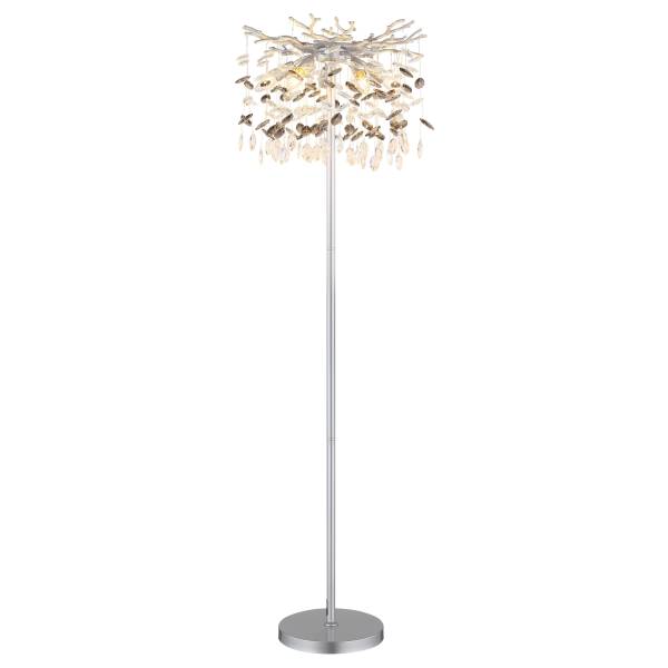 Vloerlamp Queena glas/ijzer - 5-lichts - zilver