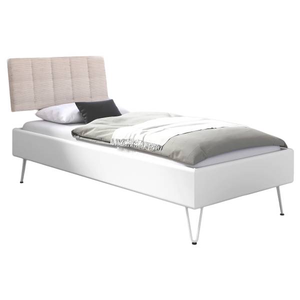 Bedframe Mavi - corduroy alpinewit - 90 x 200 cm
