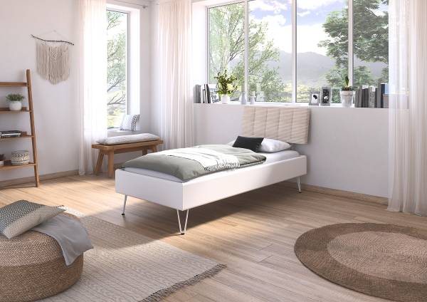 Bedframe Mavi - corduroy alpinewit - 90 x 200 cm