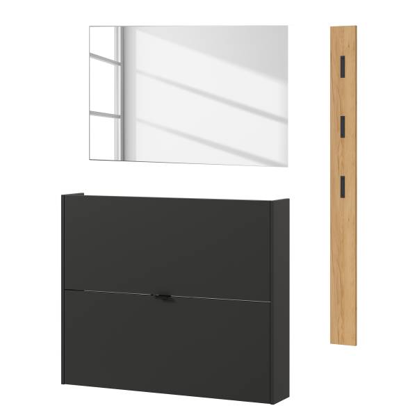 Garderobenset Ameca 3-teilig - eckig B Graphit
