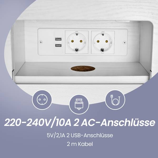 Tavolo consolle con presa Copata bianco