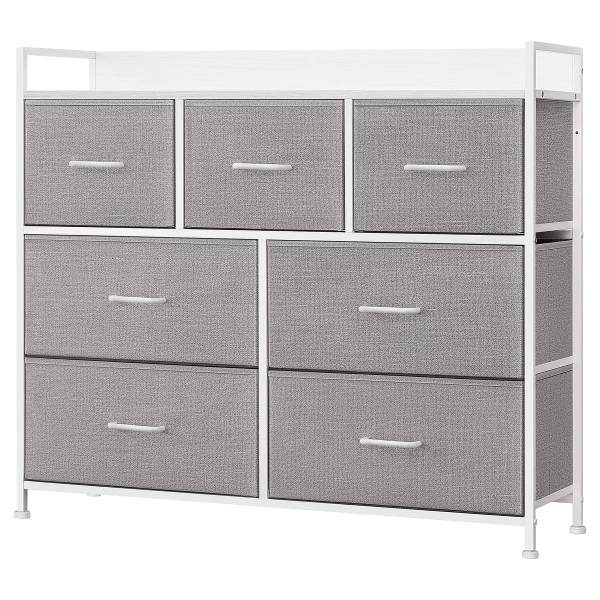 Kommode Tandiga - 7 Schubladen Grau / Weiß