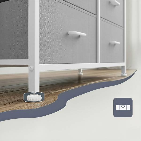 Kommode Tandiga - 7 Schubladen Grau / Weiß