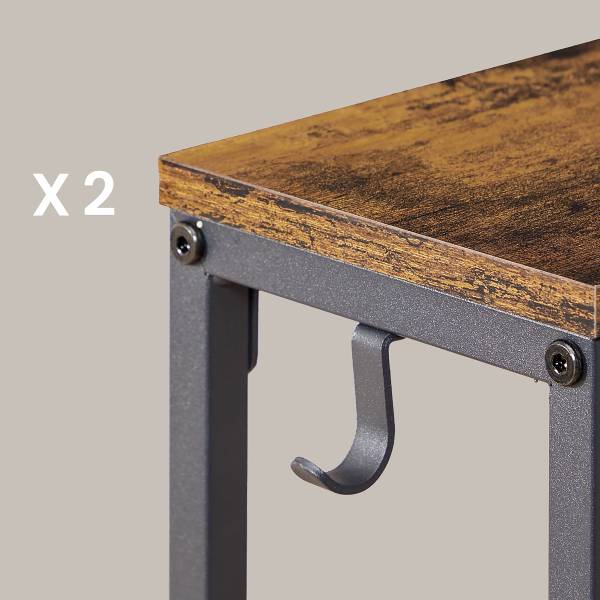 Table console Long Pine avec prise Décor Bois Ancien / Noir