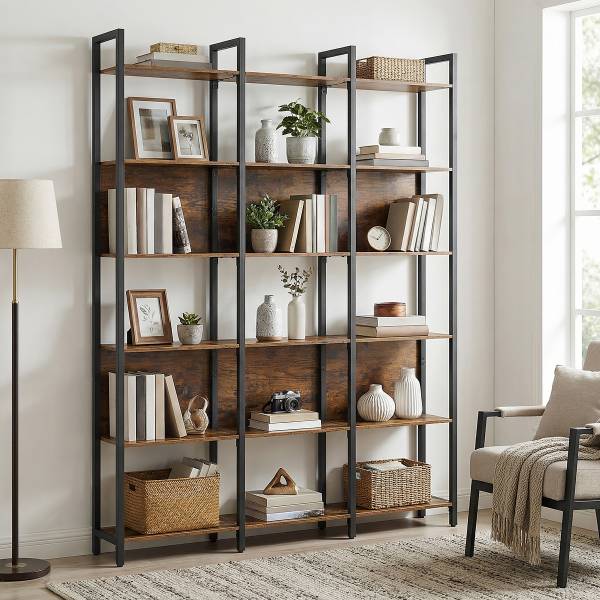 Scaffale Leesville - 128 cm Effetto legno di recupero / Nero