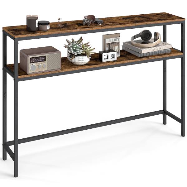 Table console Long Pine - 120 cm Décor Bois Ancien / Noir