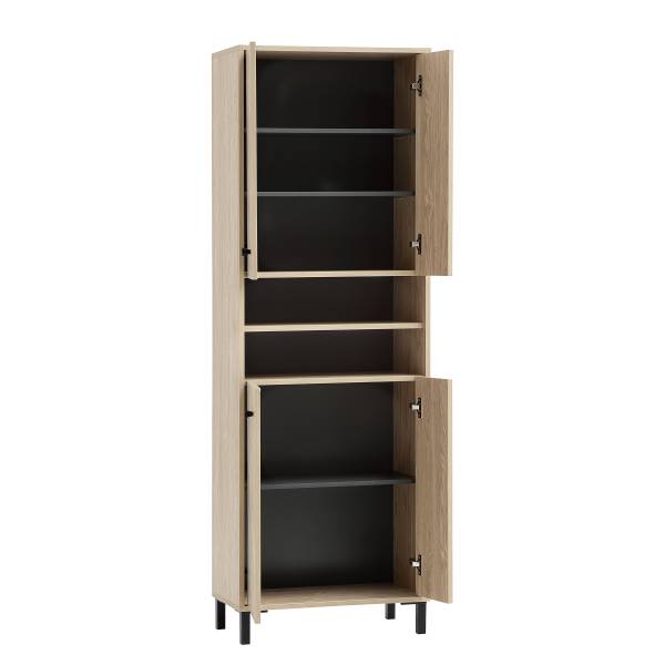 Hochschrank Tinus 60 cm Eiche hell Dekor / Eiche Chevron Dekor