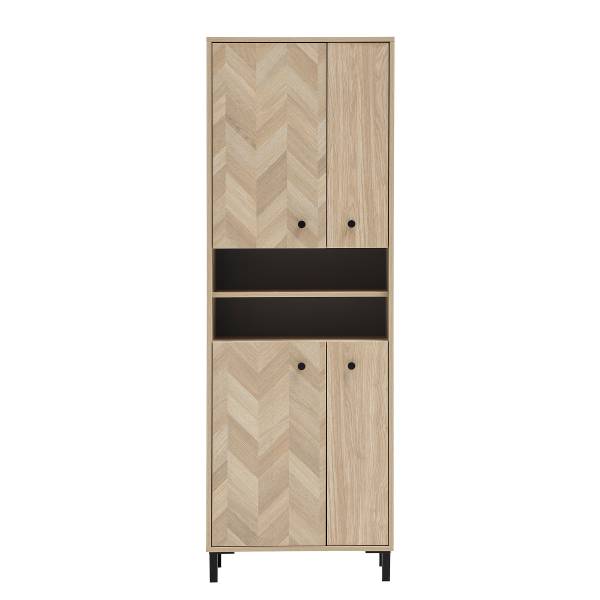 Hochschrank Tinus 60 cm Eiche hell Dekor / Eiche Chevron Dekor