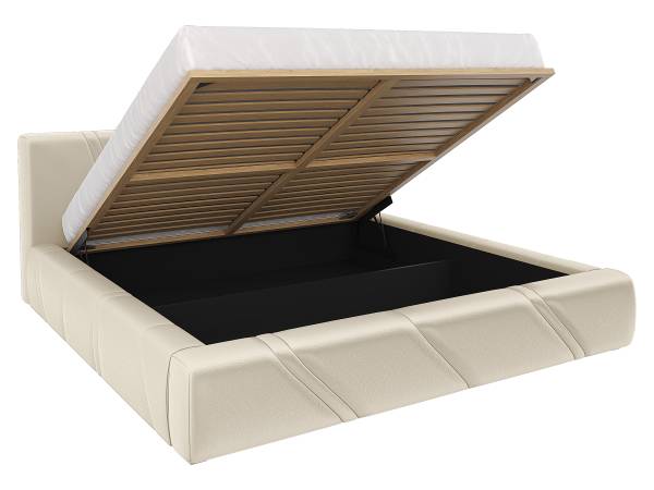 Polsterbett Chalves mit Bettkasten Beige - Microfaser - 220 x 95 x 242 cm