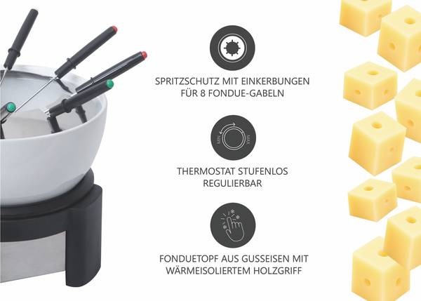 Fondue-Set Fondue 200 Keramik / Gusseisen - Schwarz / Weiß