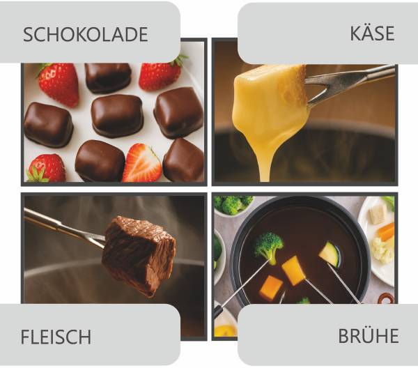 Fondue-Set Fondue 200 Keramik / Gusseisen - Schwarz / Weiß