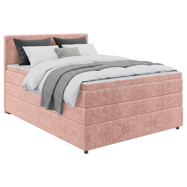 Boxspringbett Ascura mit Bettkasten Chenille Behati: Rosé - 140 x 200cm