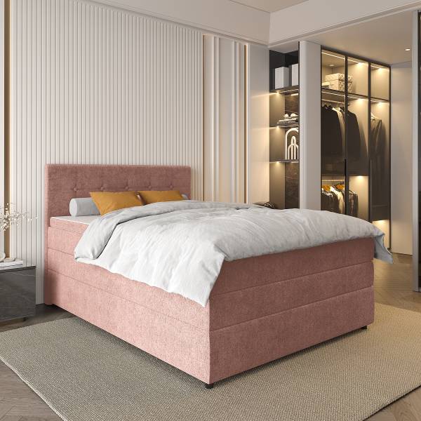Boxspringbett Ascura mit Bettkasten Chenille Behati: Rosé - 140 x 200cm