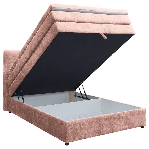 Boxspringbett Ascura mit Bettkasten Chenille Behati: Rosé - 140 x 200cm