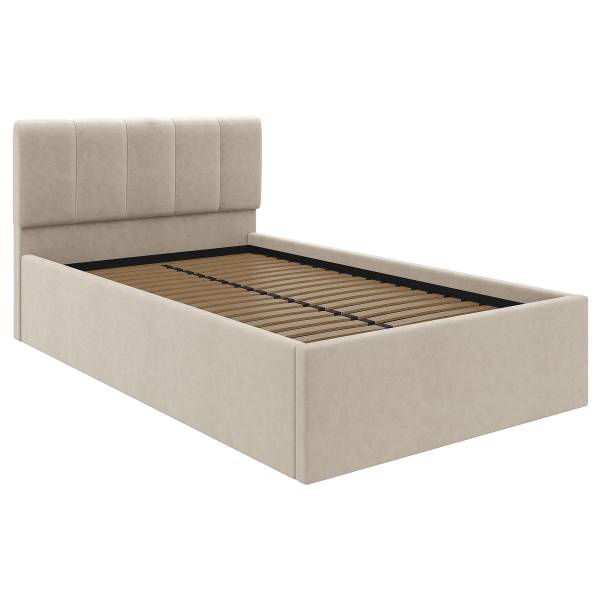 Polsterbett Fagan mit Bettkasten Samt Jaline: Greige - 120 x 200cm