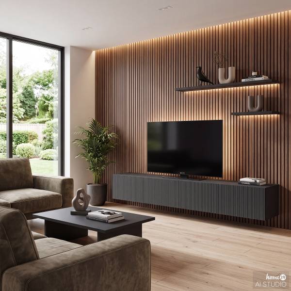 Massives Hänge-TV-Lowboard SKAO Anthrazit - Breite: 200 cm