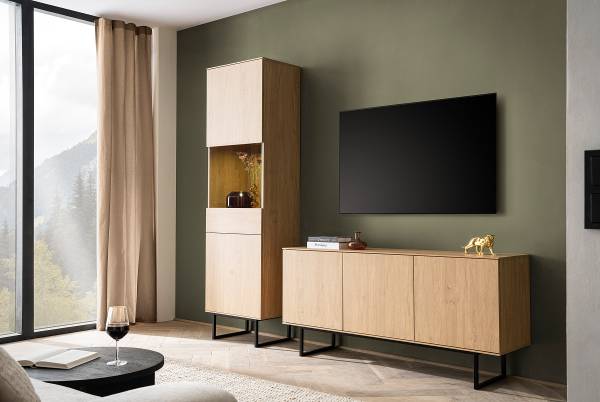 Wohnkombi Mavony 2-teilig mit Vitrine Breite: 223 cm