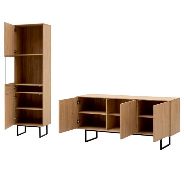 Wohnkombi Mavony 2-teilig mit Vitrine Breite: 223 cm