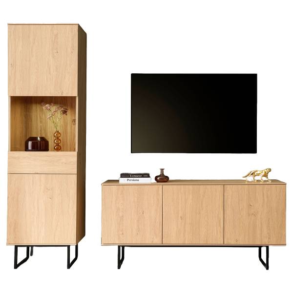 Wohnkombi Mavony 2-teilig mit Vitrine Breite: 223 cm