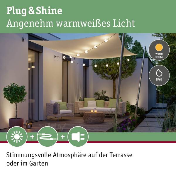 Outdoor-Lichterkette Naima Erweiterung Kunststoff - Weiß / Schwarz - 3-flammig
