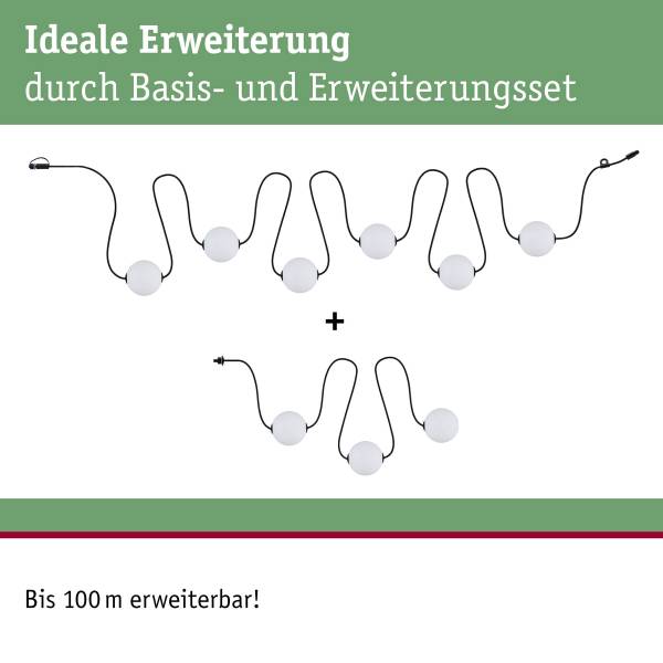 Outdoor-Lichterkette Naima Erweiterung Kunststoff - Weiß / Schwarz - 3-flammig